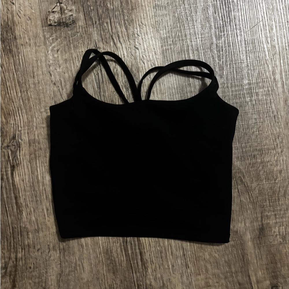 Black Strappy Crop Top Sports Bra